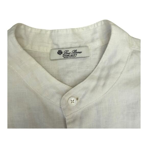 Loro Piana Andre White Flax Long Sleeve Button Up Shirt Men’s Large - Picture 5 of 5